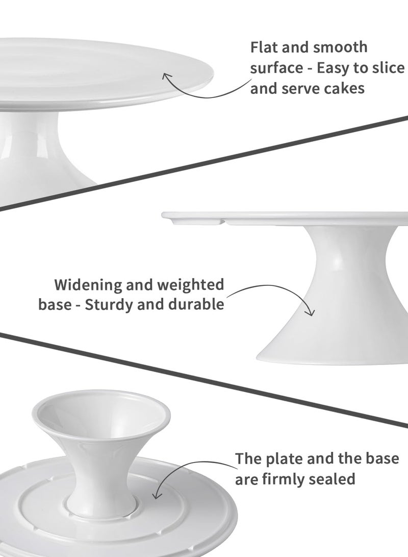 Kanwone 10-Inch Porcelain Cake Stand, Cake Plate, Dessert Stand, Cake Stand for Party, Home Decorating Stand, White - Image 3